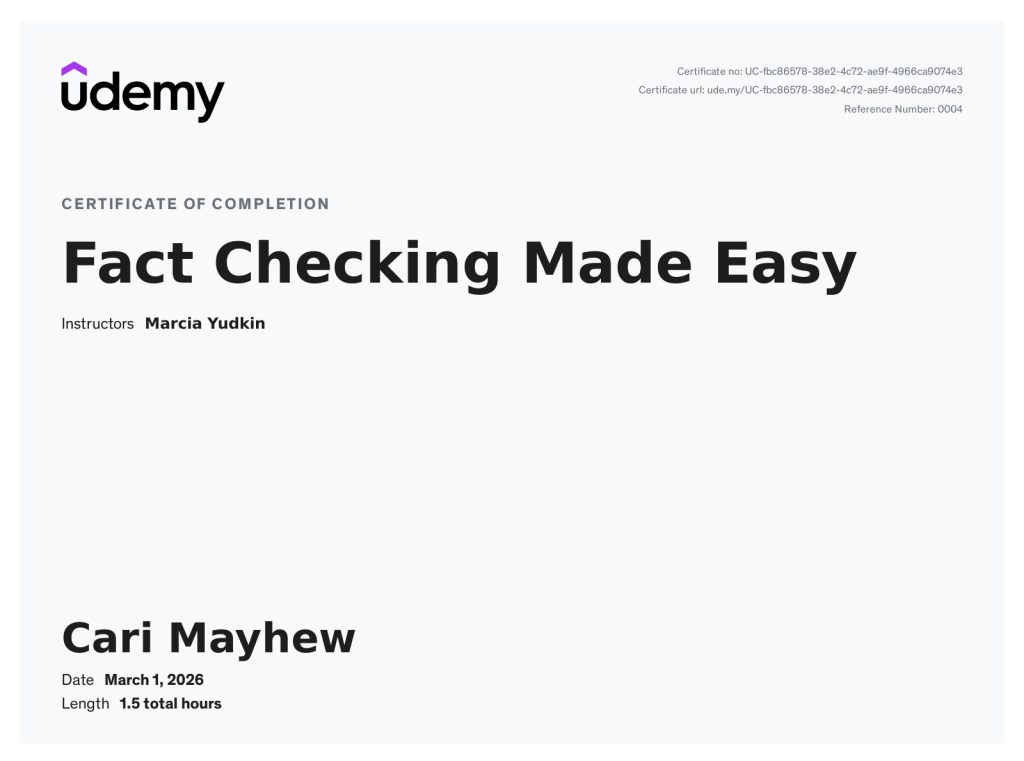 Fact Checking Certificate