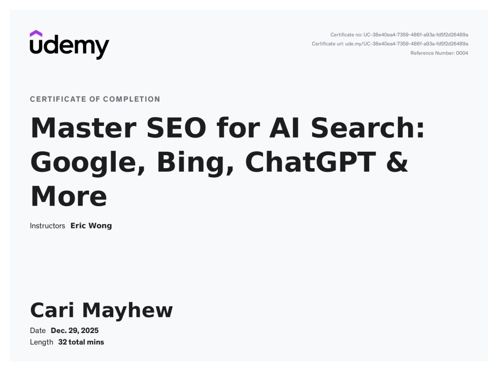 SEO for AI Search&nbsp;Certificate